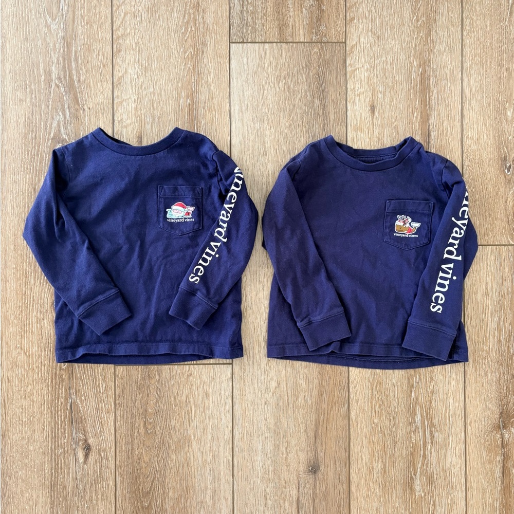 Vineyard Vines 2T Christmas Holiday long sleeve navy tees